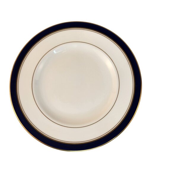 Royal Worcester Howard Bone China Salad Lunch Plate Navy Blue Gold Trim 1982 Eng - Picture 6 of 7